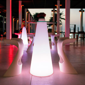 LED Cocktail Table with Glass