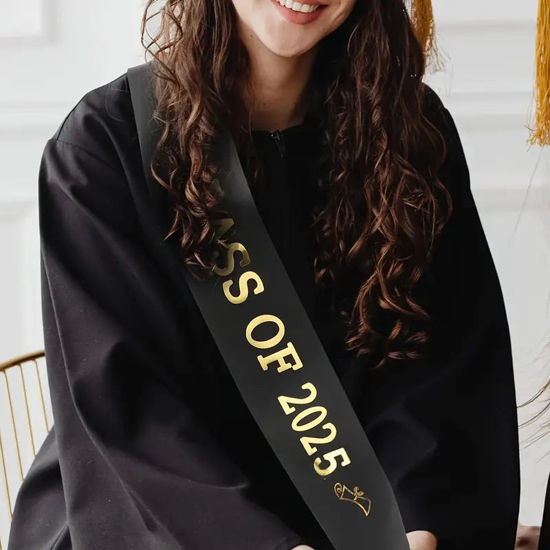 Black Satin Sashes for Class of 2025 Graduates