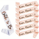 Bride to be Sash Bride to Be" & "Team Bride white with rose gold 7 pcs set