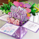 Mothers Day Elegant 3D Pop-Up Purple Flowers and letters Card