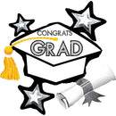 Congrats Grad White Cluster SuperShape Balloon