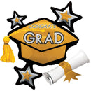 Congrats Grad Gold Cluster SuperShape Balloon