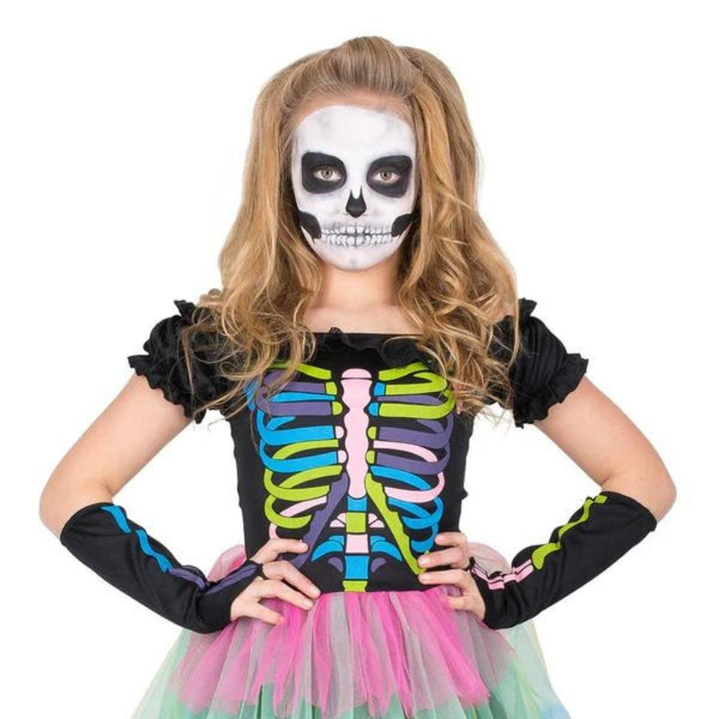 Neon Skeleton Tutu Dress Kids Halloween Costume Set