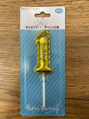 Birthday Number 1 gold Candle