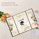 Class of 2025 Graduation Guest Book - Black and Golden Signature Board