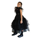 Wednesday Fancy Black Prom Dress with Belt Child Halloween Costumes for Trick or Treat Roleplay Dress Up Theme Party