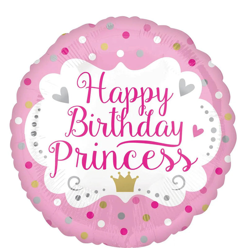 Happy Birthday Princess Foil Balloon 45cm