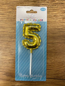Birthday Number 5 gold Candle
