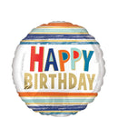 Happy Birthday Letters and Stripes Foil Balloon