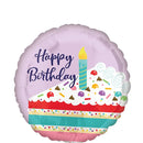 Happy Birthday Purple Confetti Cake Foil Balloon