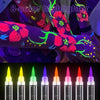 Glow-in-the-Dark  Face And Body Painting Pens And Reusable Stencil Set 8-Color