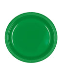 Festive Green Plastic Dessert Plate 7 Inch, 20pcs