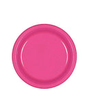 Bright Pink Plastic Plates 7in, 20pcs