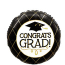 Graduation Black & Gold Satin Foil Balloon