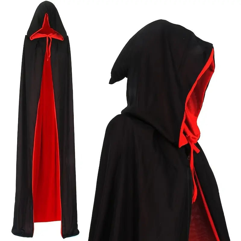 Extra Long Vampire Cape Cloak Robe - Red & Black