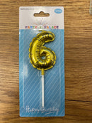 Birthday Number 6 gold Candle