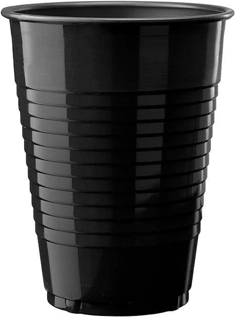 JET BLACK plastic CUPS 12 oz