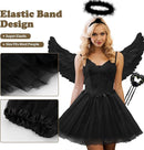Black Angel Costume Set for Women, 4pcs