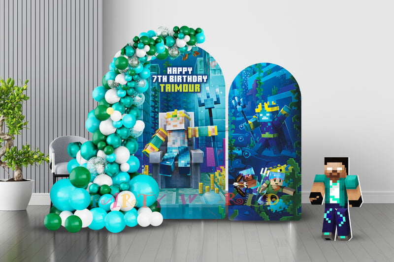 Underwater Minecraft Birthday Backdrop