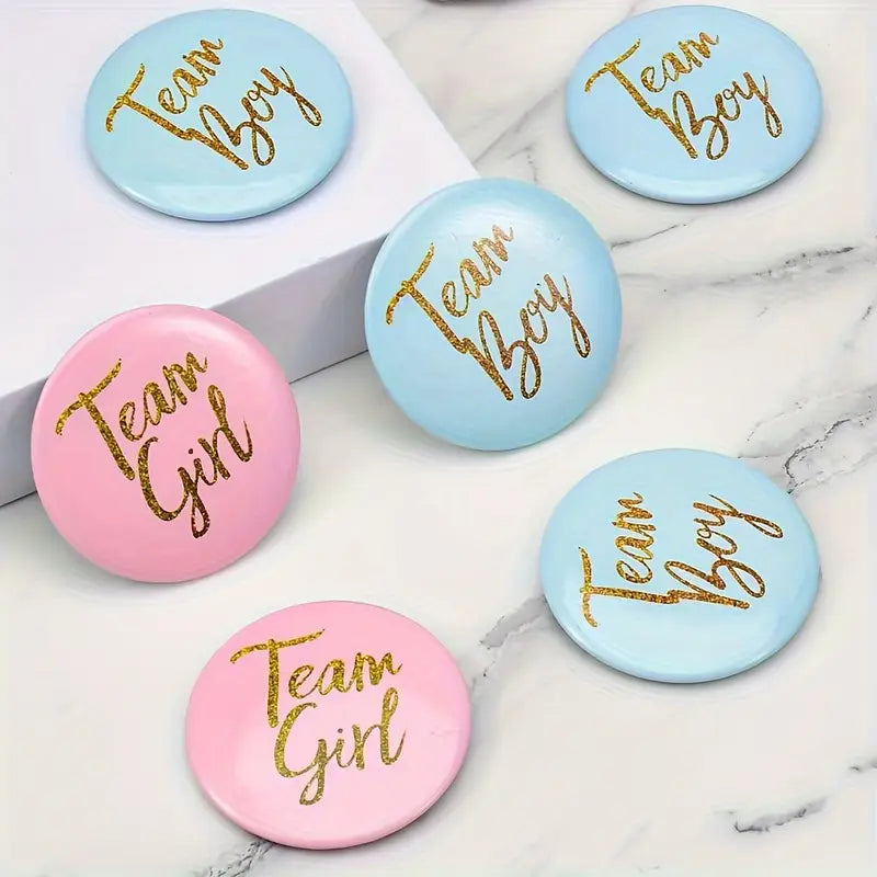 Gender Reveal Team girl Team boy Badge 20 pcs