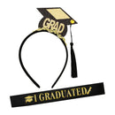 Happy Graduation Satin Sash and Headband with Tassel, Bachelor Cap Design