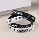 Silicone Graduation Bracelets, Class of 2025 Rubber Wristbands white color