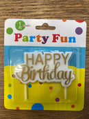 Happy Birthday gold printed Candle