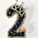 Number 2 Black Diamond Crown Birthday Number Candle