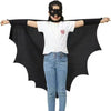 Black Bat-Shaped Cape + : 1pc Mask + 2pcs Halloween Hair Accessory 4pcs Set