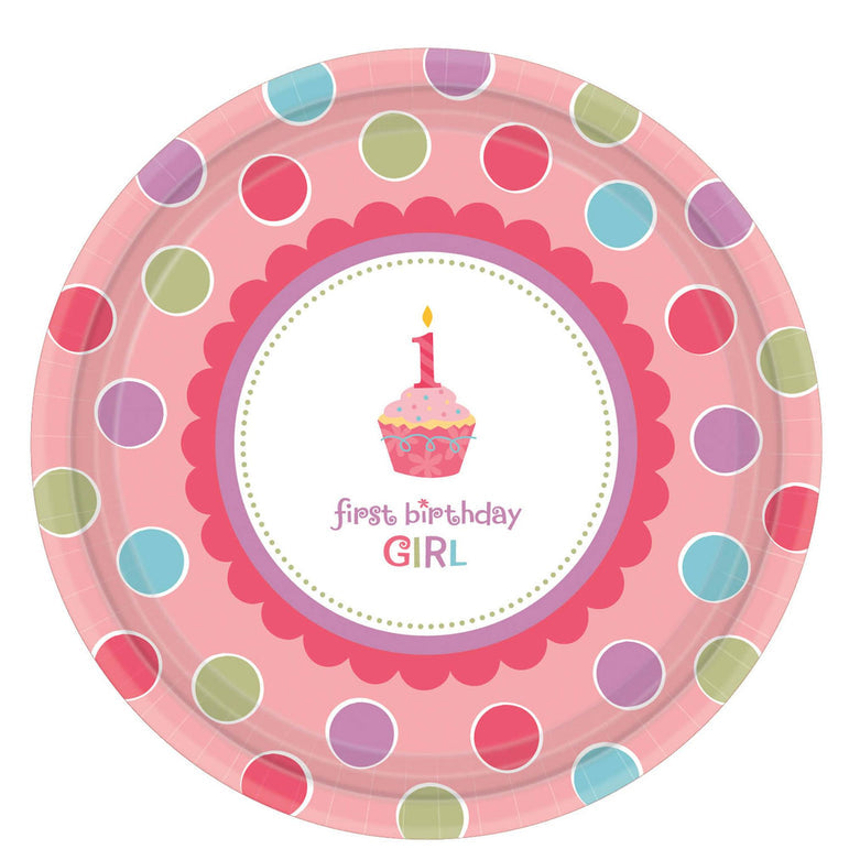 Sweet Little Cupcake Girl Plates 10.50in, 18pcs