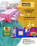 Kids Party Set with Chairs, Table & Jumping Castle