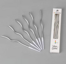 6pcs.Curved Birthday Candles - Silver
