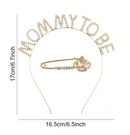 Gender Reveal Decorations Mom to Be Headband with Pin - Gold