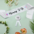 Gender Reveal Decorations Including Sash And Badge for Mom & Dad