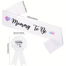 Gender Reveal Decorations Including Sash And Badge for Mom & Dad