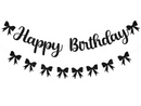 Chic Black Bow Glittery Happy Birthday Banner