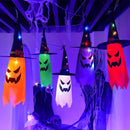 Bamda 5-Pack Halloween Glow Ghost Witch Hats, LED Hanging Ghost Light String for Outdoor Decorations
