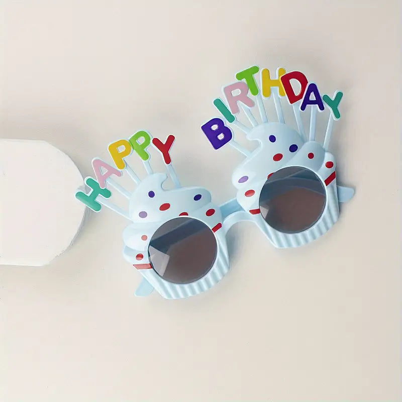 Birthday Glasses Funny Photos Props Party Decorations Cake Shaped Glasses