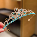 Rhinestone Crown Headband blue