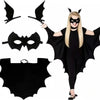 Black Bat-Shaped Cape + : 1pc Mask + 2pcs Halloween Hair Accessory 4pcs Set