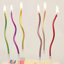 Set of colorful wavy birthday candles on a white background
