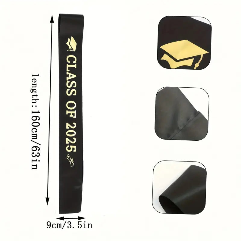 Black Satin Sashes for Class of 2025 Graduates