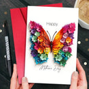 Mothers Day Vibrant 3D Butterfly with Floral Wings Greeting Card