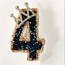 Number 4 Black Diamond Crown Birthday Number Candle