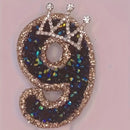 Number 9 Black Diamond Crown Birthday Number Candle
