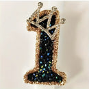 Number 1 Black Diamond Crown Birthday Number Candle