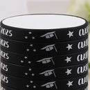 Silicone Graduation Bracelets, Class of 2025 Rubber Wristbands black color