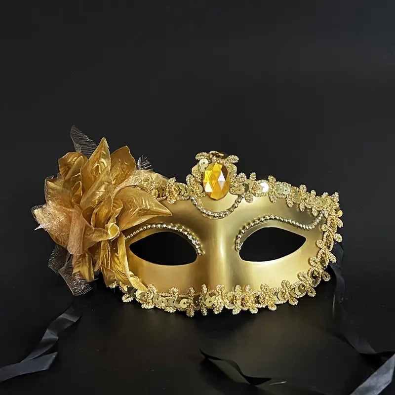 Elegant Lily Flower Diamond Mask gold