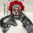 Elegant Gothic Spider Web & Red Rose Veiled Mask Red
