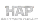 Silver Happy Anniversary Banner 7.75ft